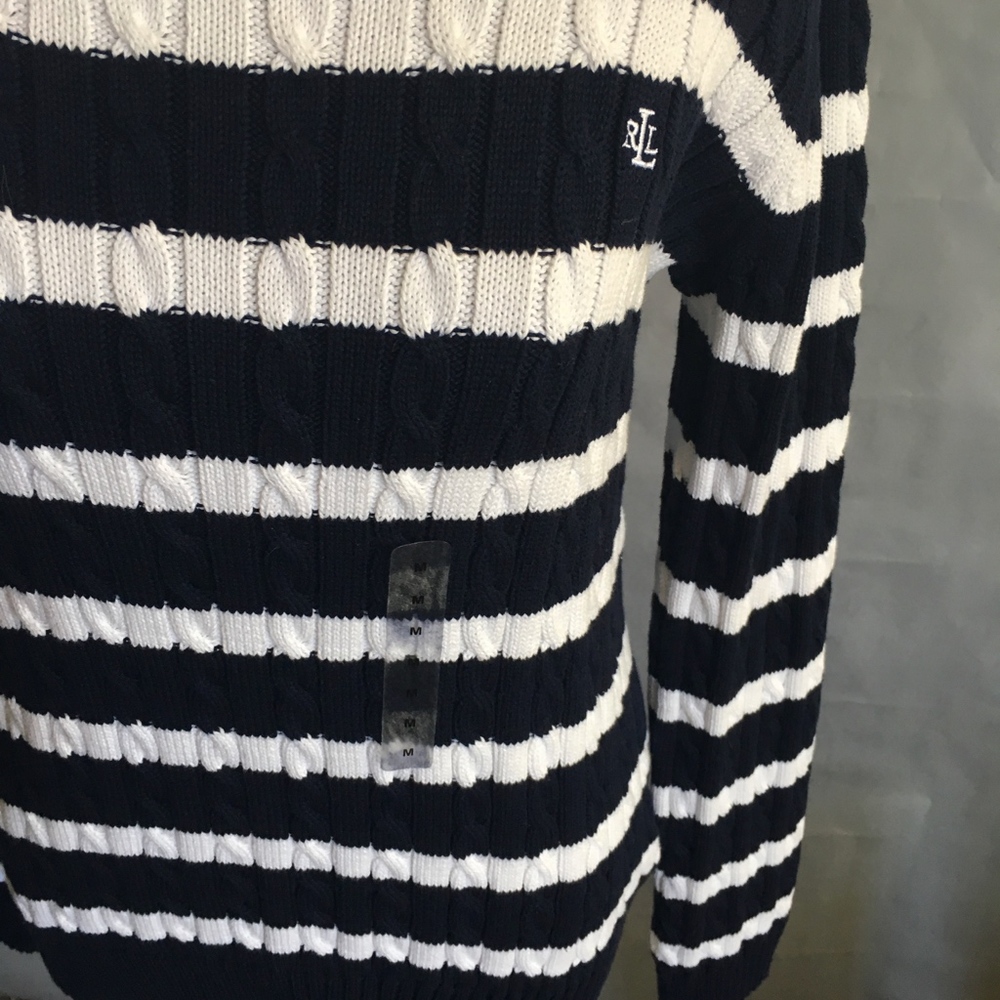 Ralph Lauren Striped Cable-Knit Sweater - Picture 4 of 6